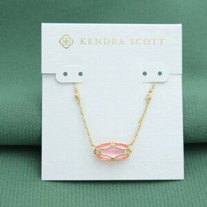 Kendra Scott Elisa Lattice Frame Necklace Blush Ivory Mother Pearl Gold